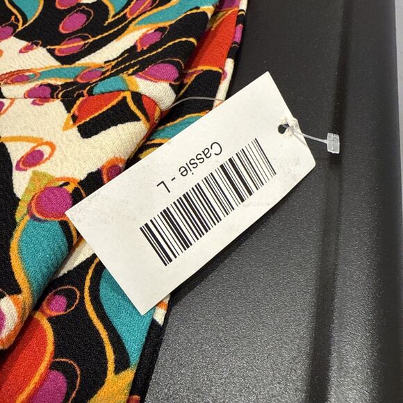 LULAROE Cassie Pencil Skirt Floral Tulips Geometric Knee Length Size Large New - Picture 3 of 5